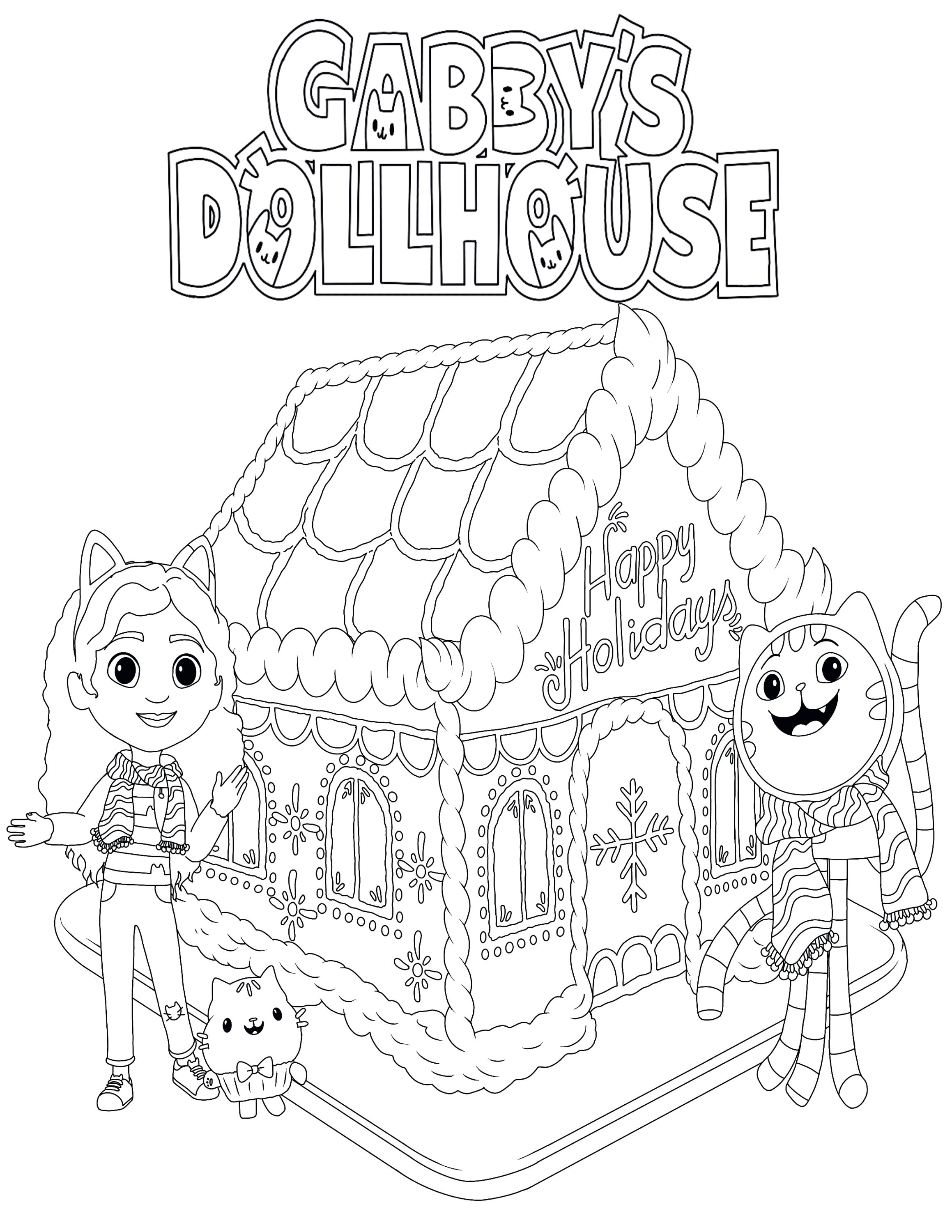 Five pack of kids coloring sheets gabbys dollhouse and friends