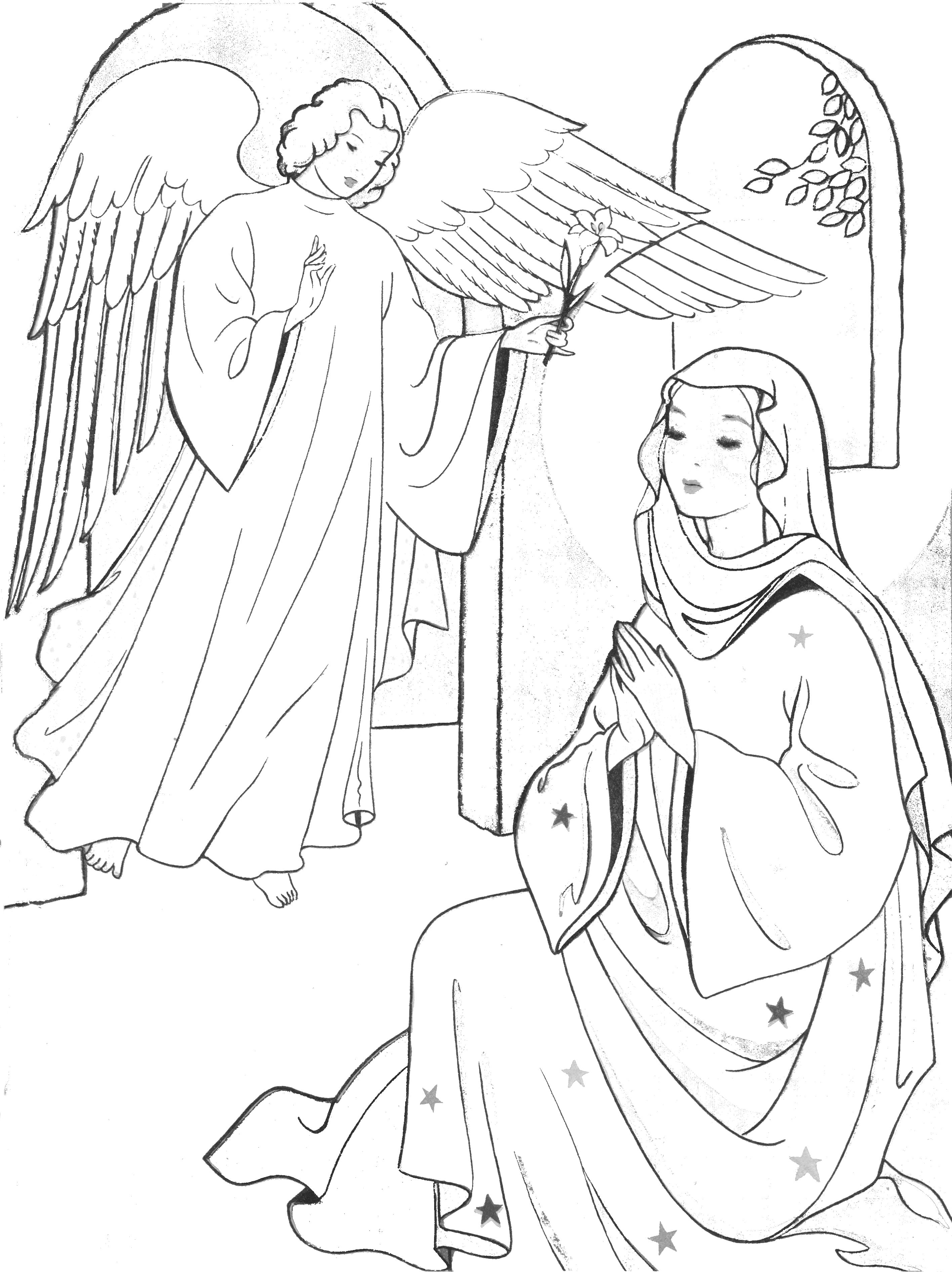 Annunciation coloring pages â family in feast and feria