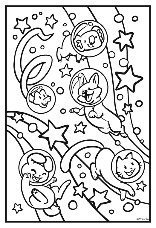 Cosmic cats galaxy fun coloring page