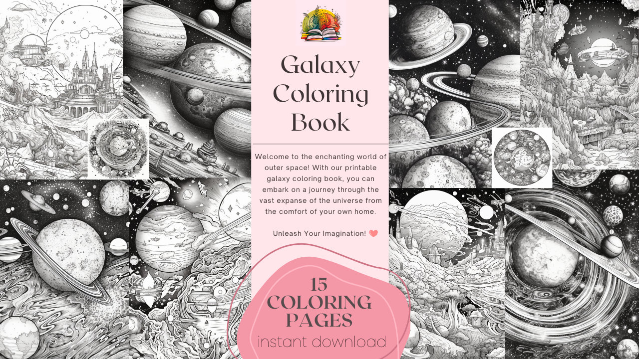 Digital download galaxy greyscale coloring book space stars planets galaxies coloring books printable fantasy adult coloring pages