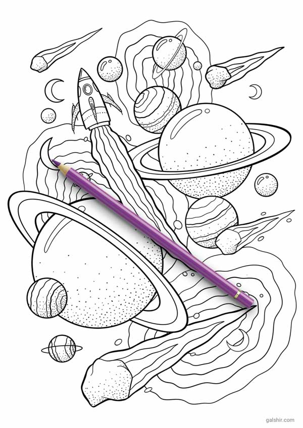 The crazy space coloring pages by gal shir