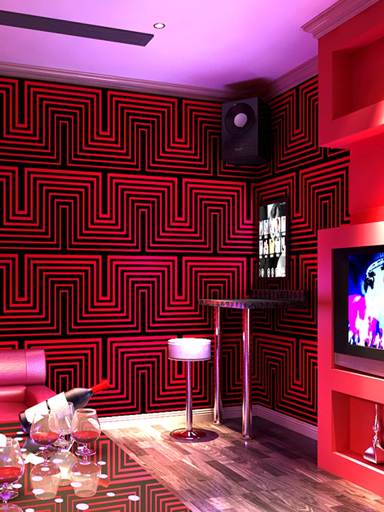 Non adhesive ktv wallpaper wall covering d stereo music bar decoration flash gaming room wall paper circuit orange blue