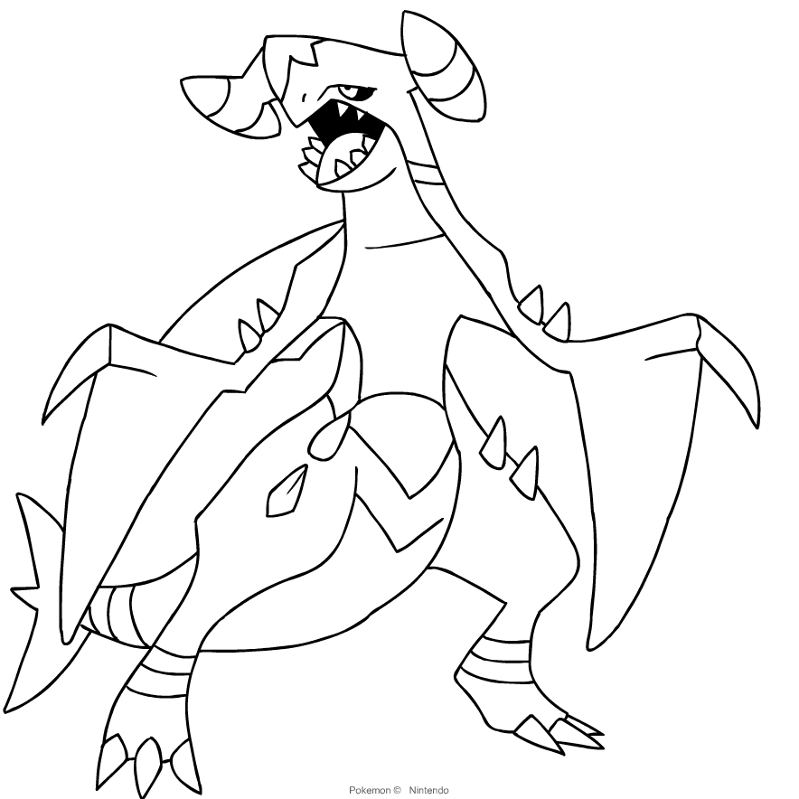 Garchomp from the fourth generation of the pokãmon coloring page