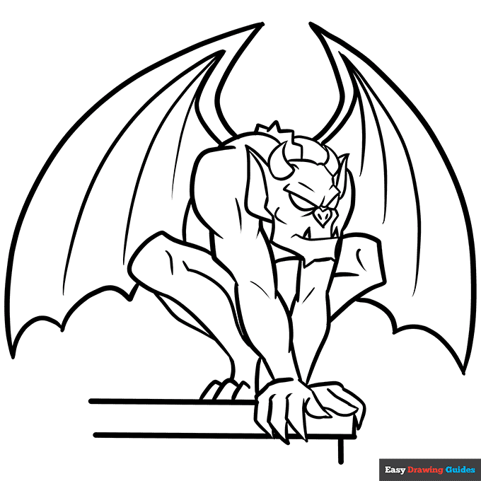 Gargoyle coloring page easy drawing guides