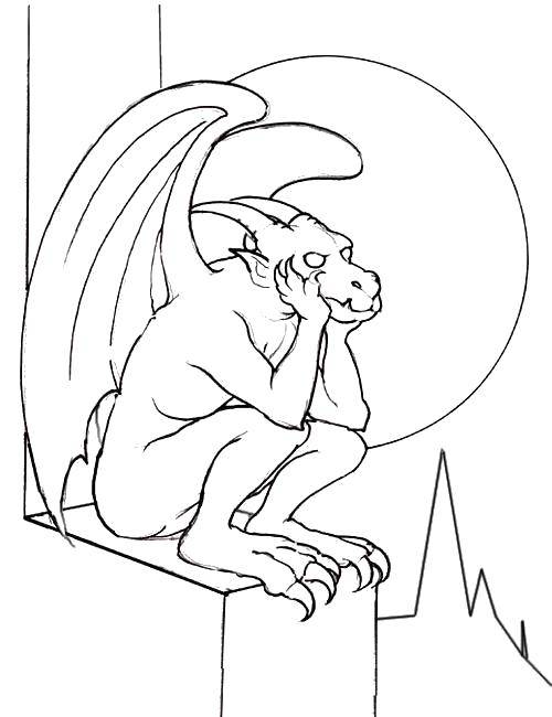 Online coloring pages coloring page gargoyle dragons download print coloring page