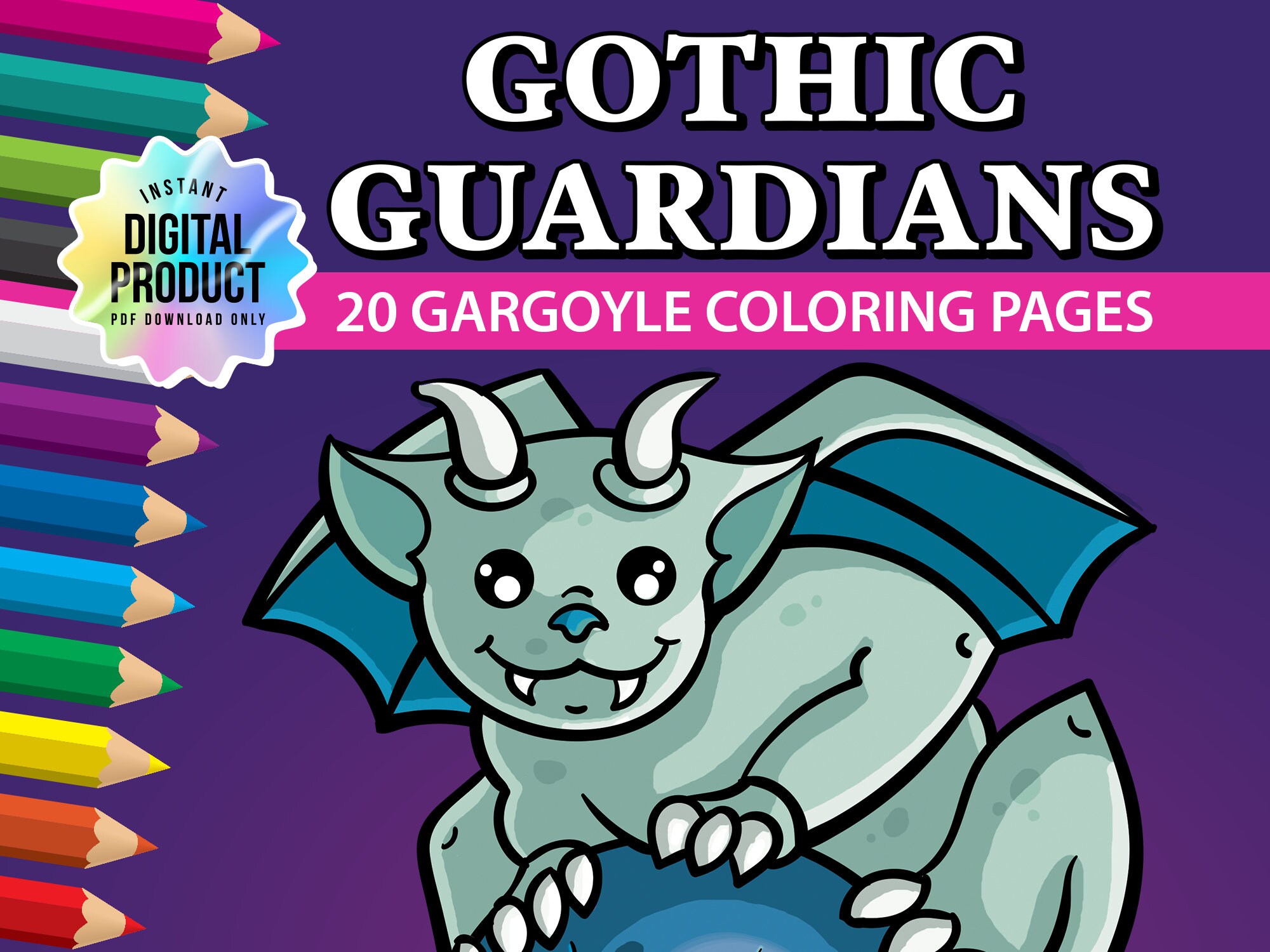 Gothic guardians gargoyle coloring pages