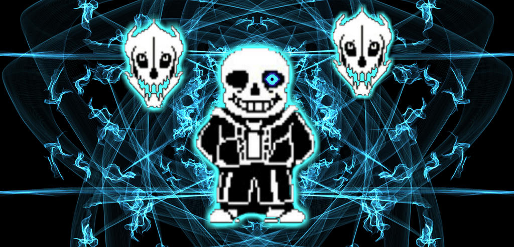 Sans and gaster blaster fanmade wallpaper by mixiethedogfurry on