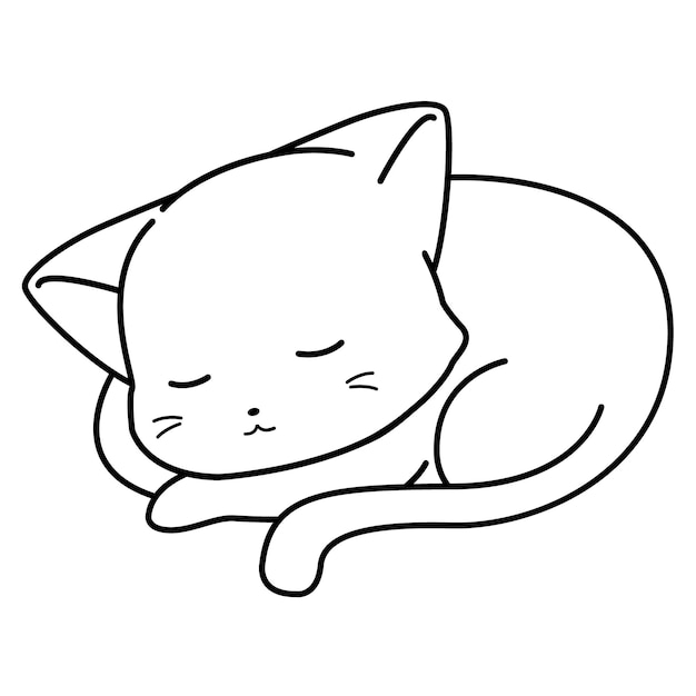 Premium vector funny cat cartoon character coloring page