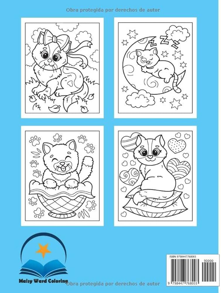 Gatos lindo libro colorear para niãos a aãos pãginas para colorear divertidas y fãciles en un estilo lindo y adorable gatos dibujos animados gatitos y gatos unicornio