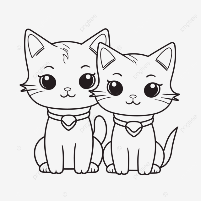 Dibujo de dos lindos gatos para colorear pãginas quema boceto vector png dibujos dibujo de gato dibujo de ala dibujo de anillo png y vector para dcargar gratis