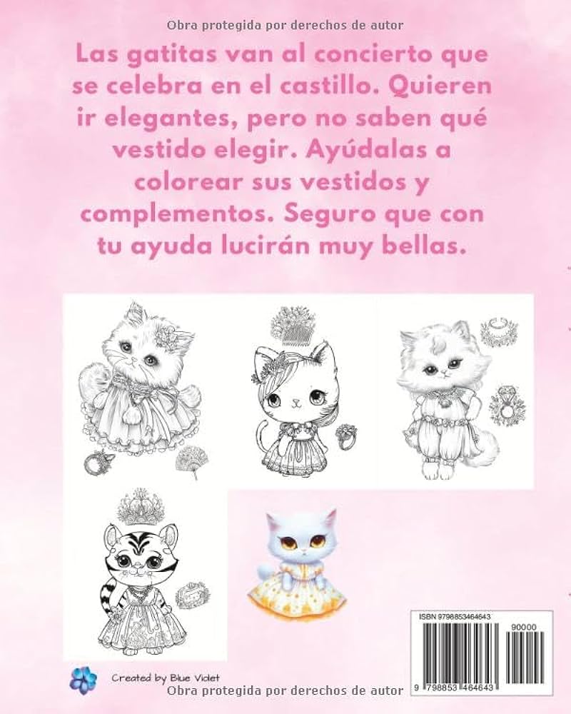 Gatitos encantadores libro para colorear de moda gatuna gatos y gatitos vestidos de fiesta para lucir en el concierto del castillo bolsos imaginaciãn y fantasãa spanish edition violet blue