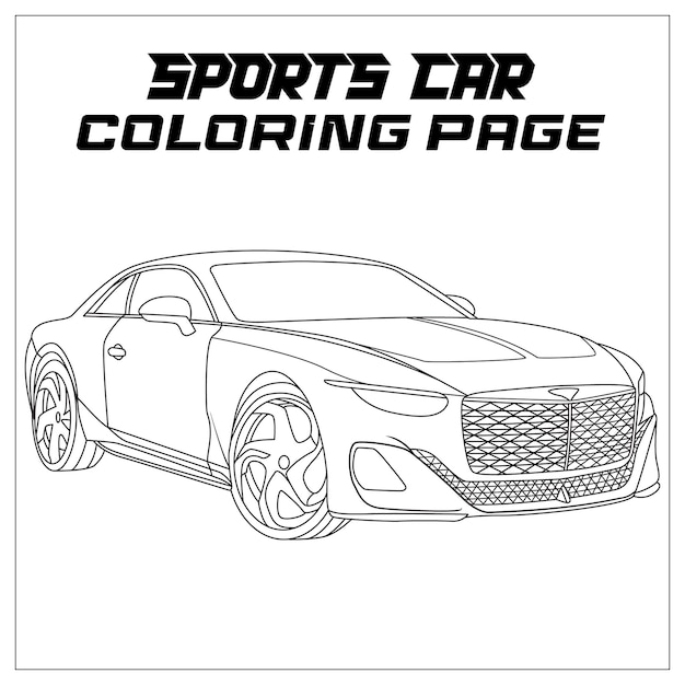 Premium vector sports car vector coloring page for kids