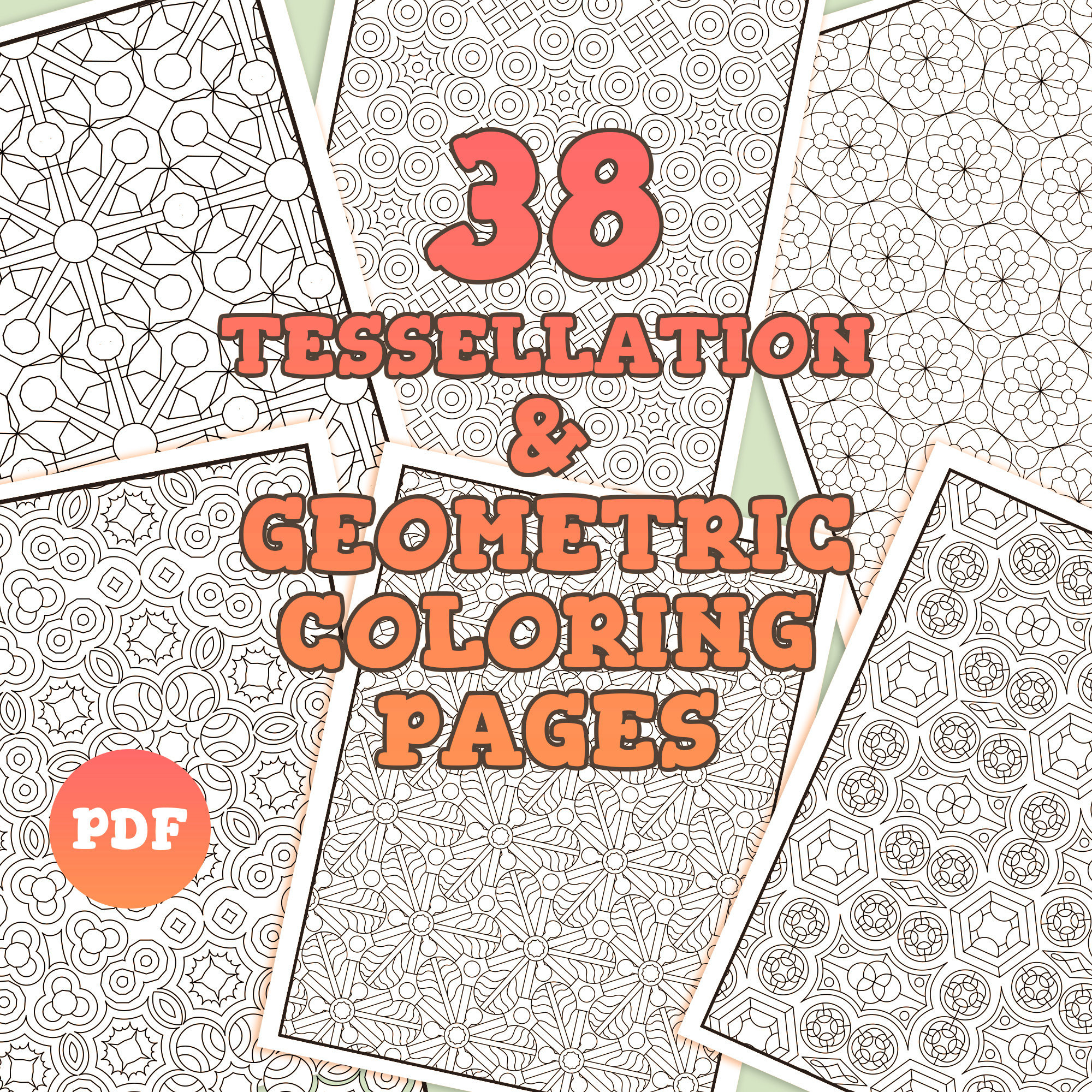 Tessellation geometric coloring pages patterns adult