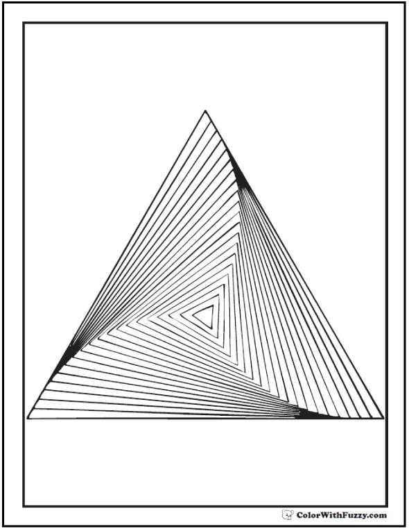 Geometric coloring page for adults twisted pyramid