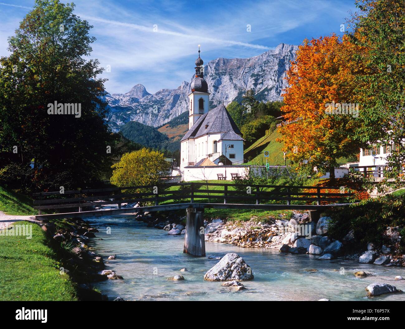 Idyllic village in autumn ramsau bavaria germany europe stock photo