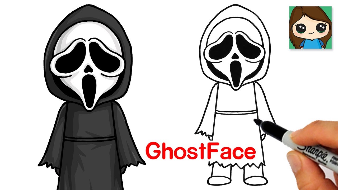 How to draw ghost face fro screa ðhalloween art