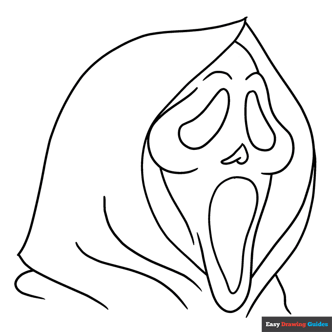 Scream mask coloring page easy drawing guides