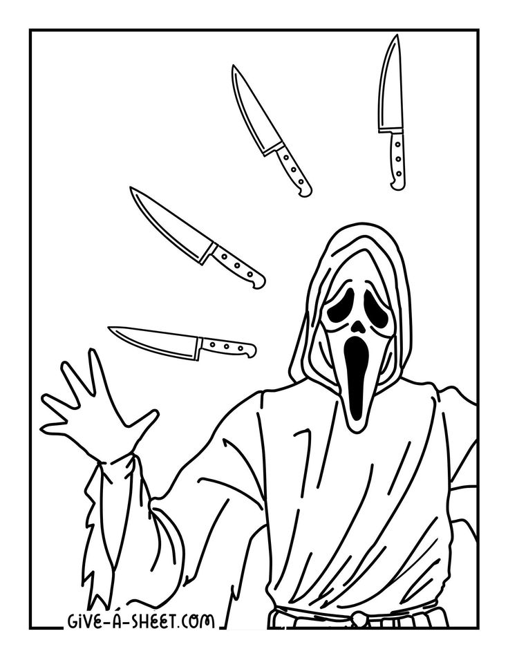 Billy loomis ghostface scary movies coloring sheet halloween coloring pages coloring pages ghostface
