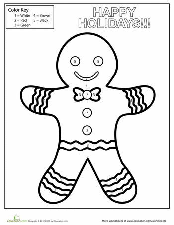 Gingerbread man color by number worksheet education kindergarten colors gingerbread man coloring page christmas color by number