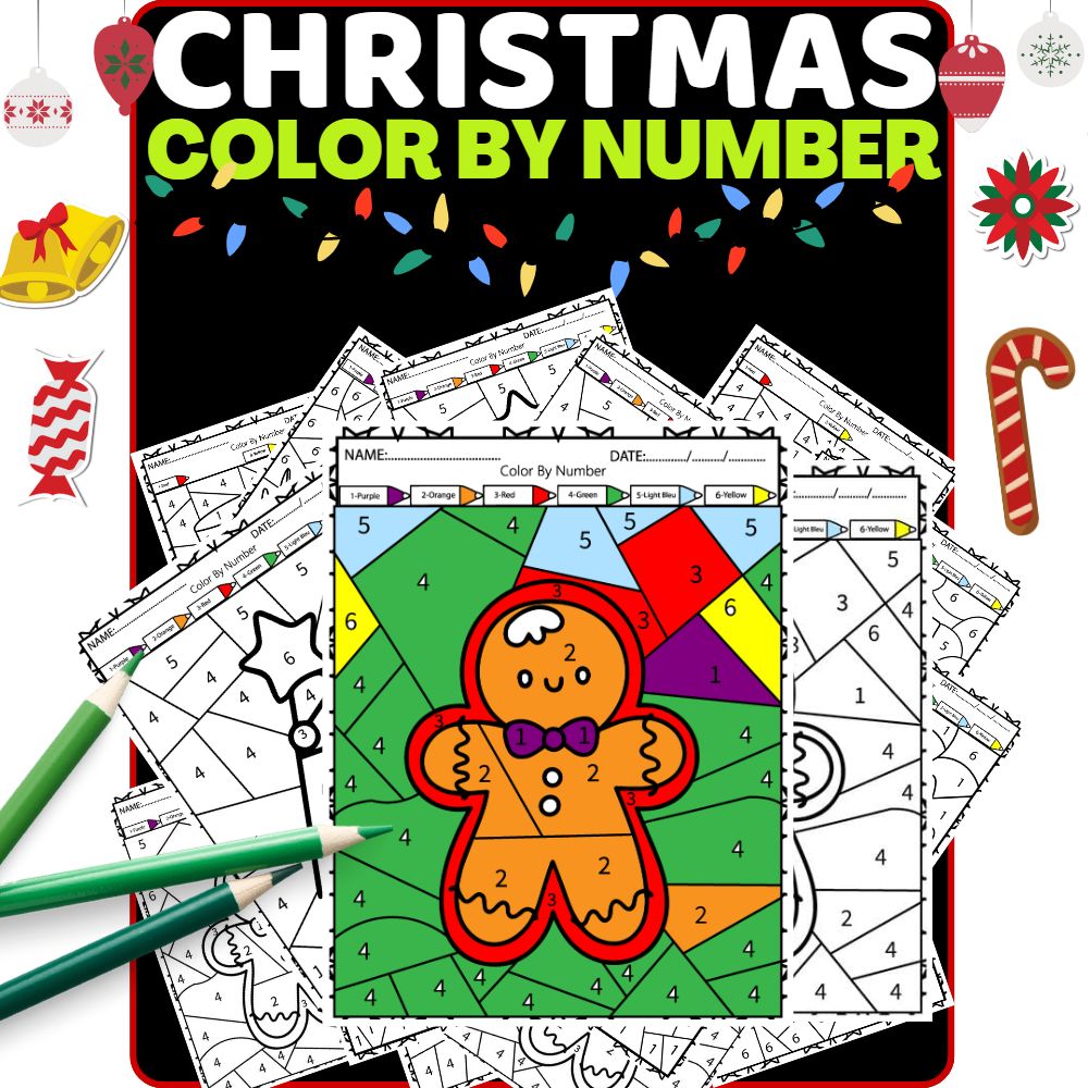 Gingerbread man color by number coloring pages winter coloring sheets for kids made by teachers