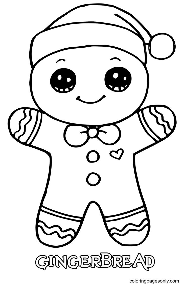 Gingerbread man christmas coloring page