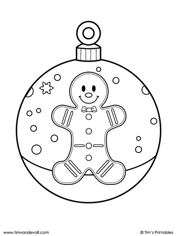 Christmas ornament coloring page â gingerbread man â tims printables
