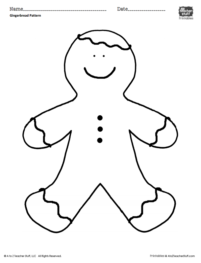 Gingerbread man coloring sheet or pattern a to z teacher stuff printable pages and worksheets