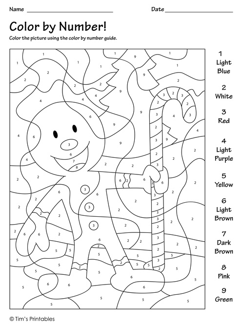 Color by number â the gingerbread man â tims printables