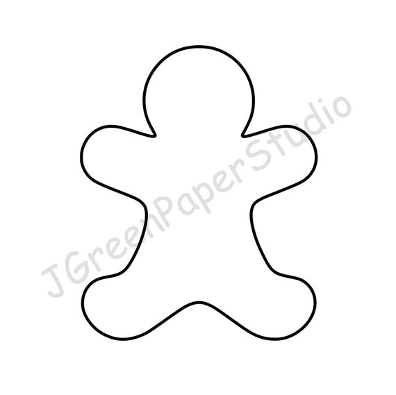 Printable gingerbread man template pdf digital download cookie kids holiday coloring page kids craft stencil