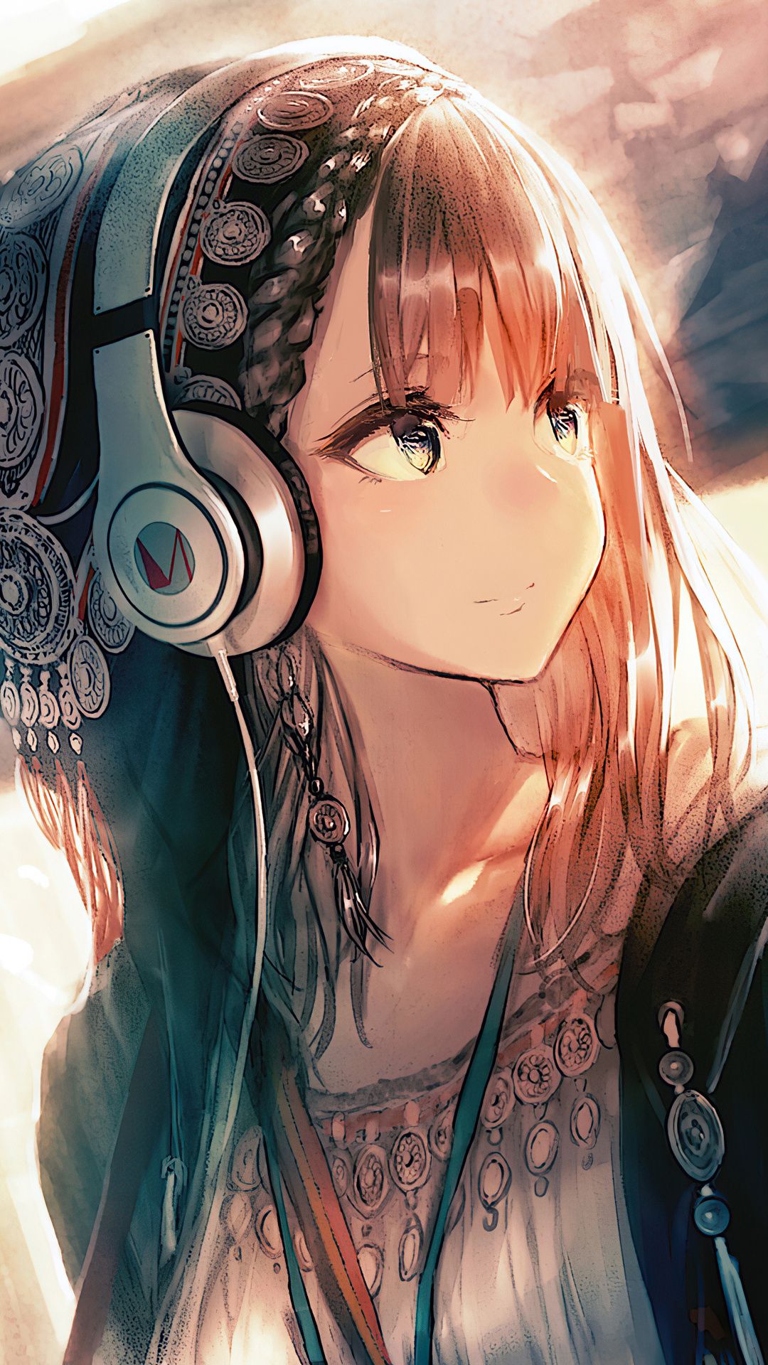 Anime girl headphones wallpapers