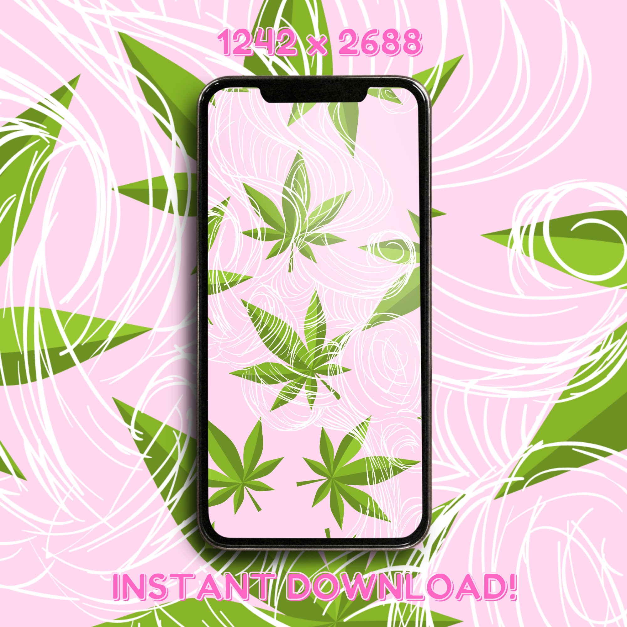 Cannabis leaf phone wallpaper stoner girl background weed