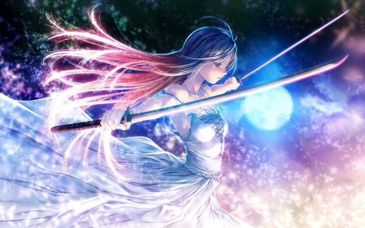Anime anime girls sword katana long hair original characters dress wallpapers hd desktop and mobile backgrounds