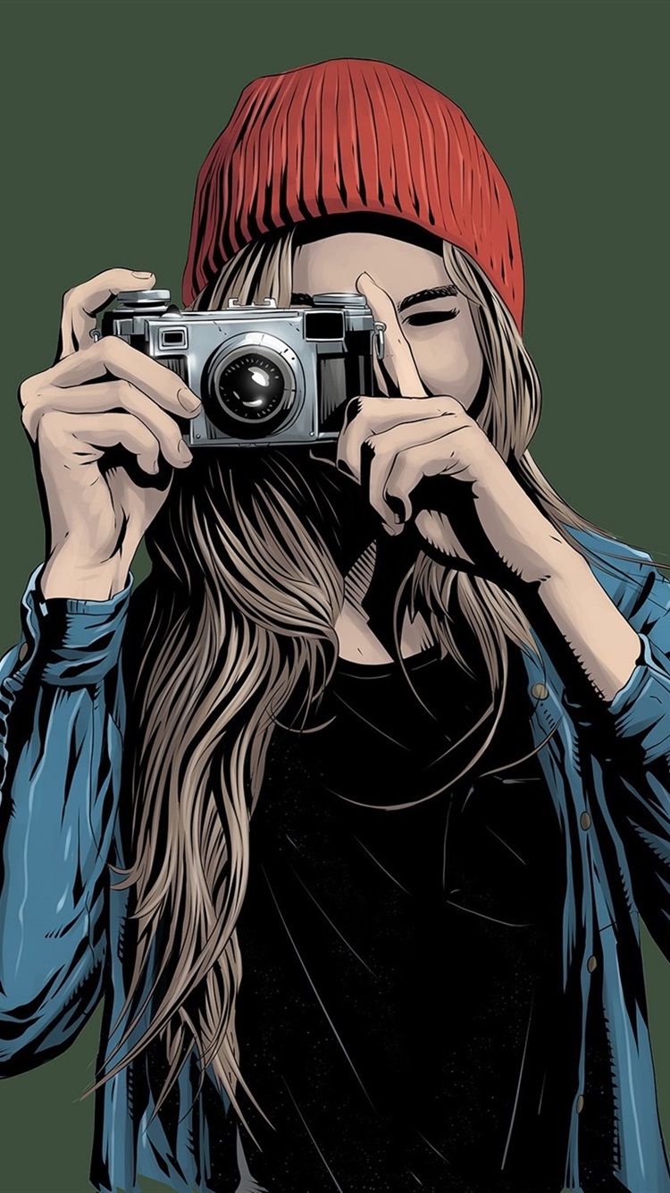 Young girl use camera art drawing x iphone s wallpaper background picture image