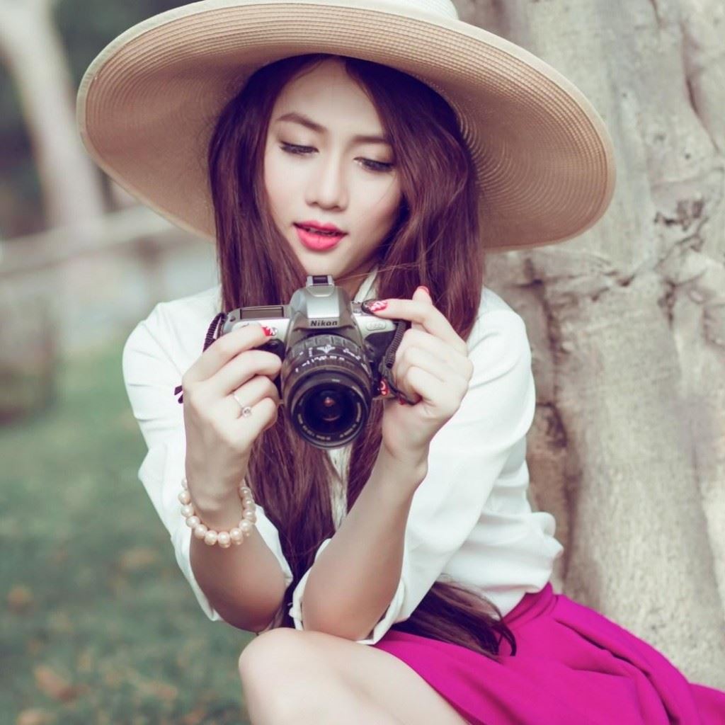 Lovely asian girl camera nikon ipad wallpapers free download