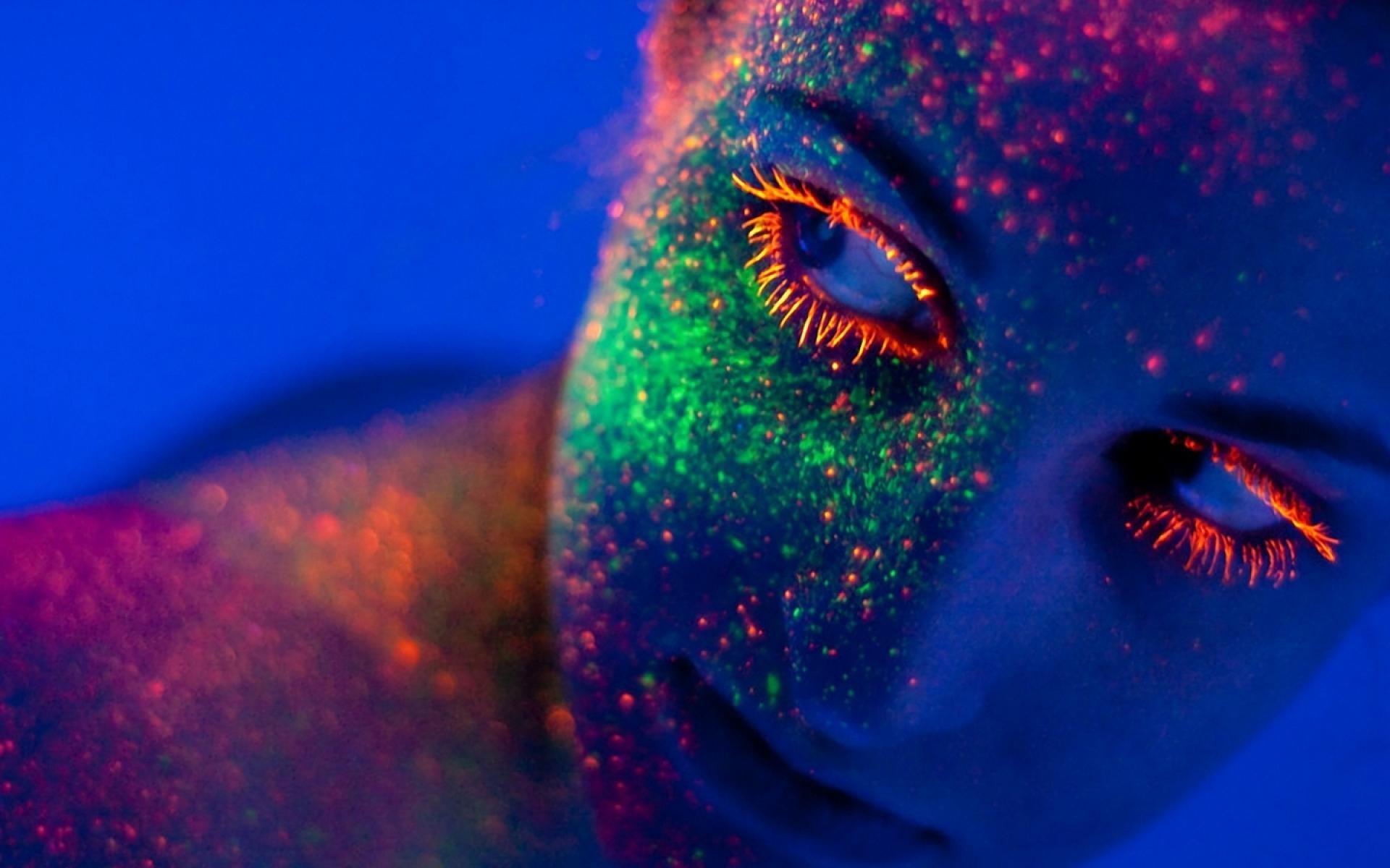 Neon women body paint paint splatter