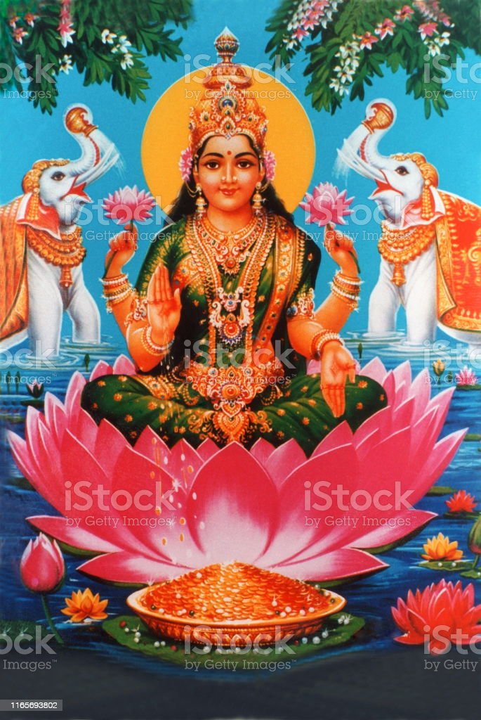 Painting of goddess laxmi stock photo