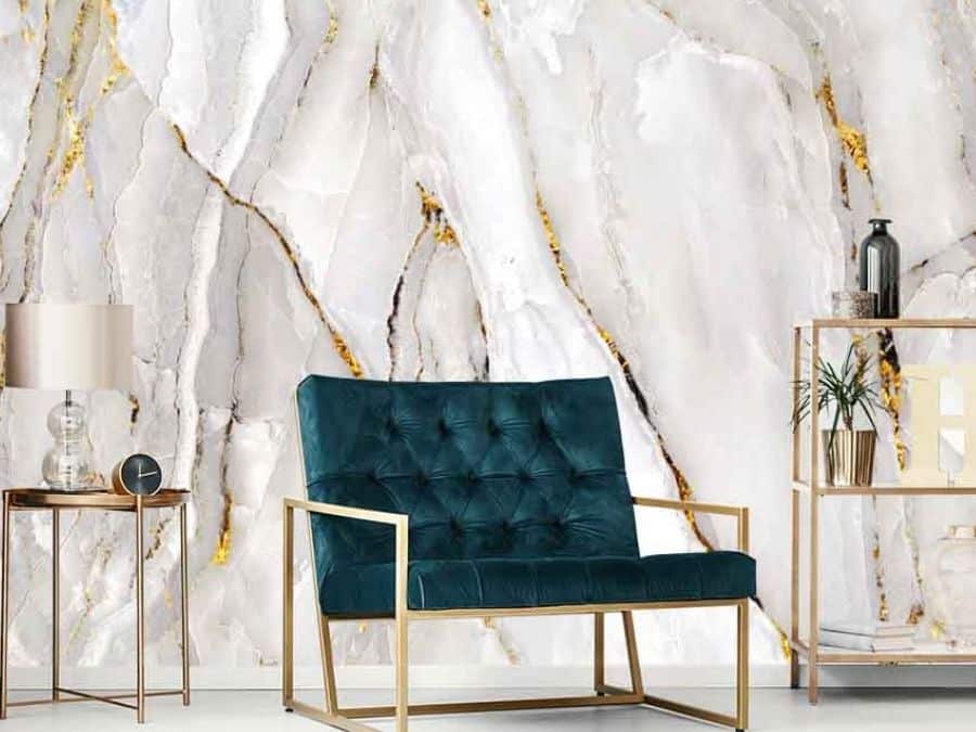 White and gold marble wallpaper about murals