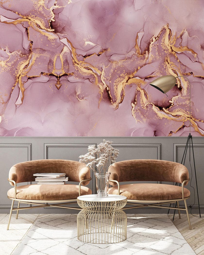 Gold pink marble wall mural modern home interior art der