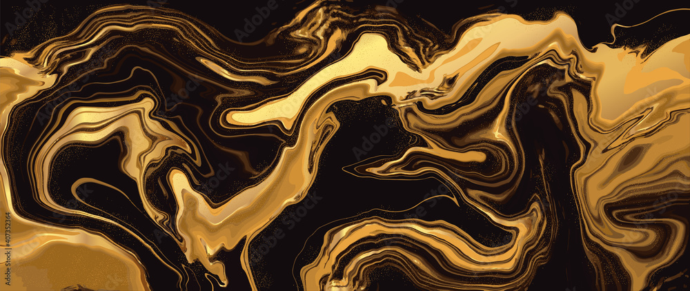 Luxury gold alcohol ink painting background vector liquid marble wallpaper with fluid art golden glitter splatter texture design for prints canvas artwork wall arts and home pictures decoration