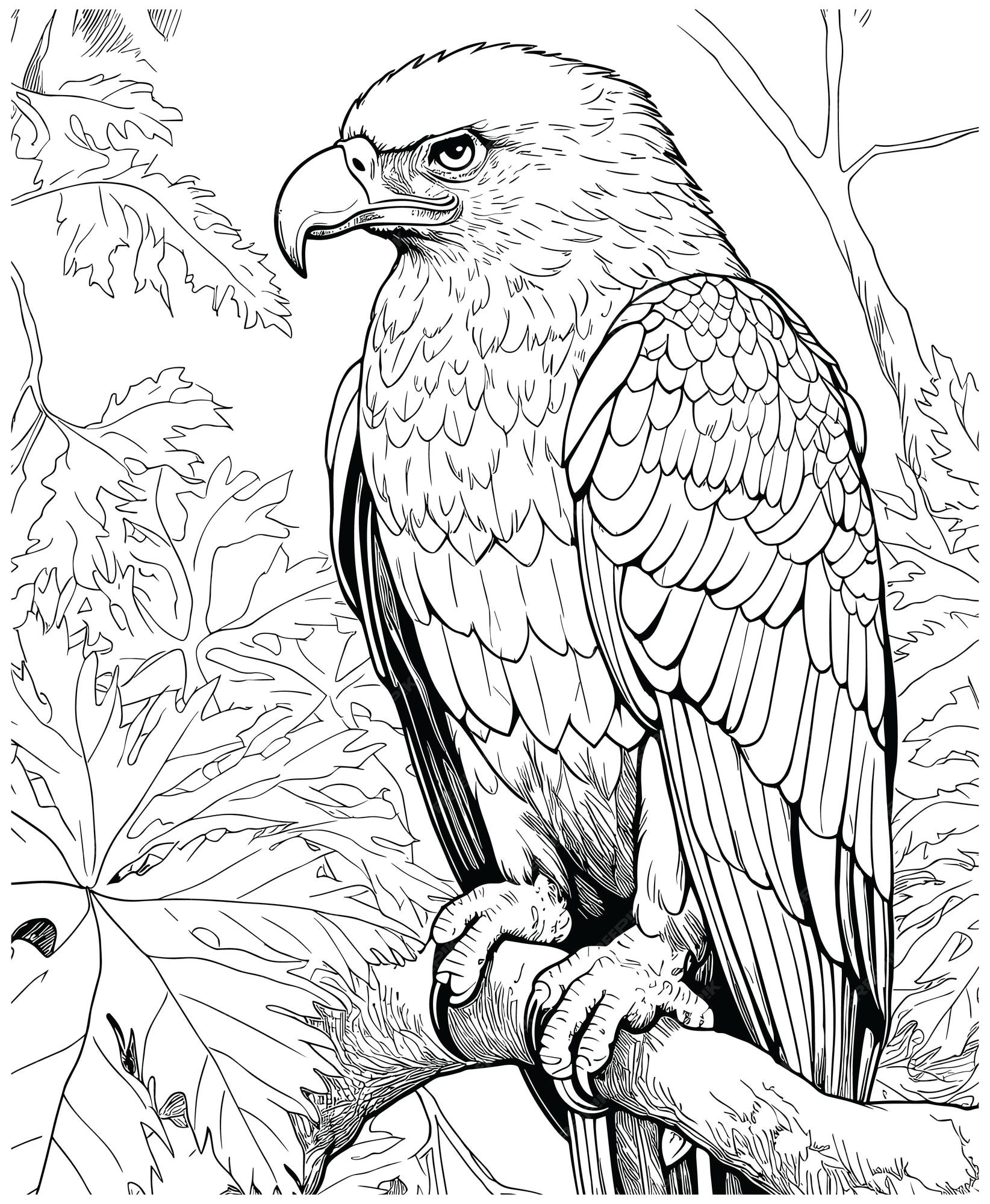 Premium vector eagle coloring pages for adults
