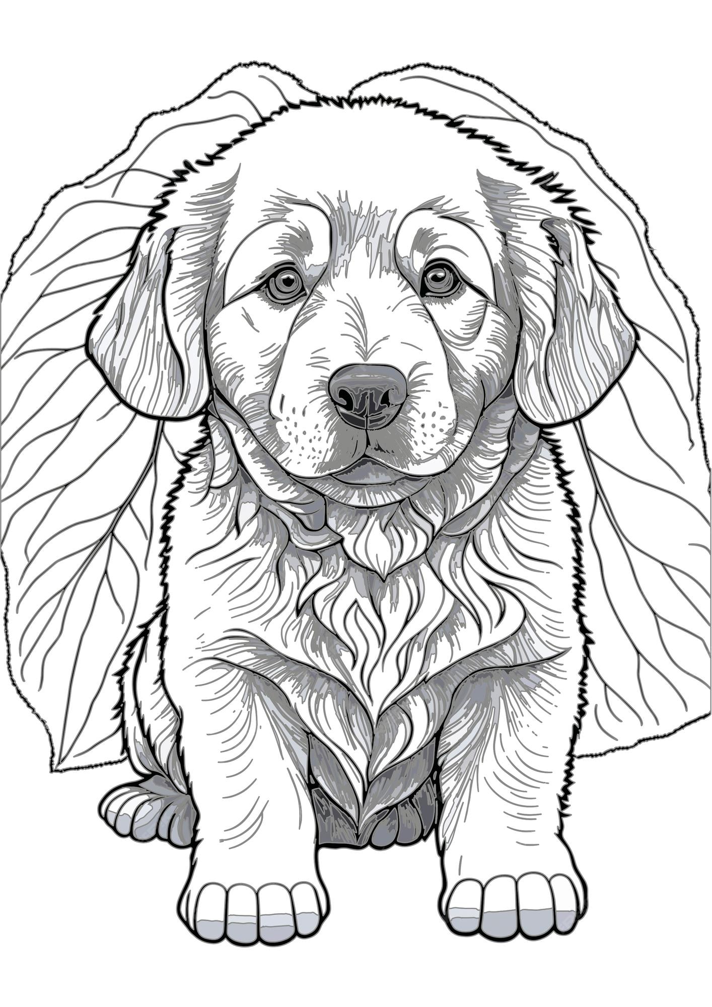 Premium vector vector dog outline coloring page coloring book illustration golden retriever