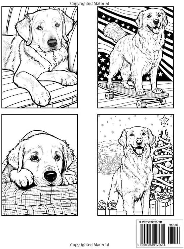 Golden retriever coloring book fun and easy dogs coloring pages in cute style with golden retriever for kids adults sommer alura books