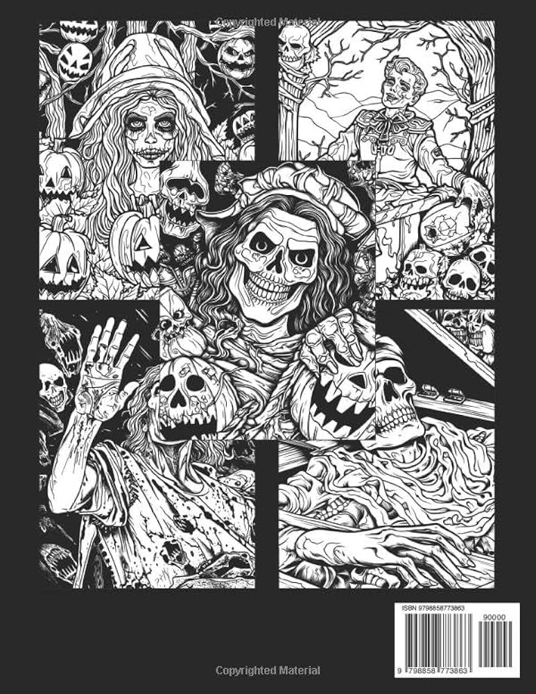 Freak of halloween coloring book horror coloring pages with gory monsters terrifying pumpkin creatures spine