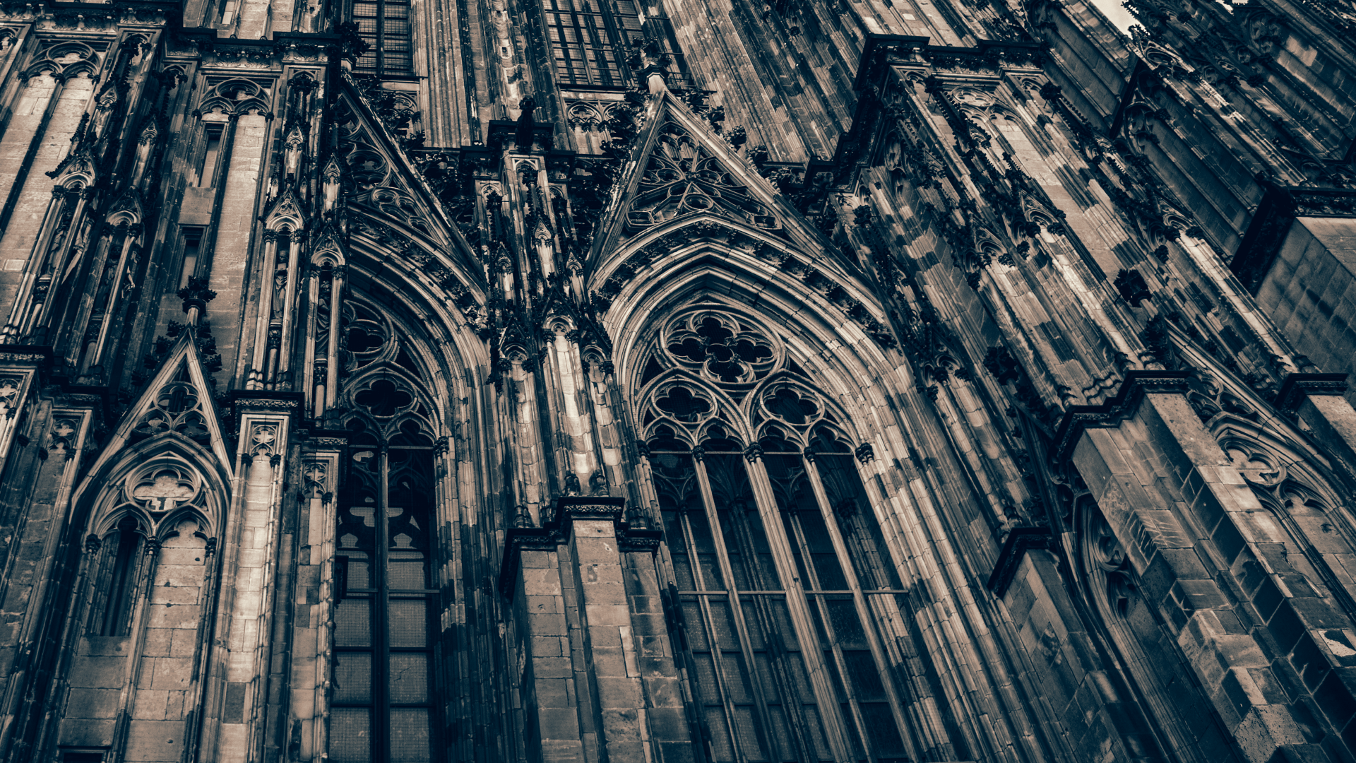 Monochrome city architecture building symmetry skyscraper cathedral metropolis cologne cathedral cologne gothic architecture line facade urban area place of worship