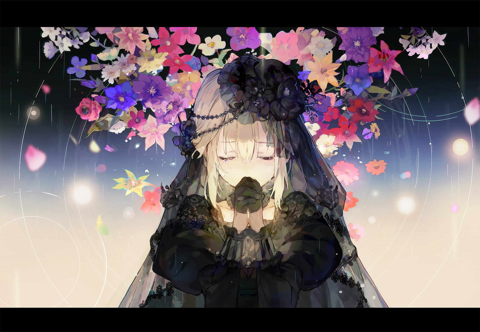 Wallpaper id blonde dress flowers gloves gothic hat lolita fashion tears crying free download