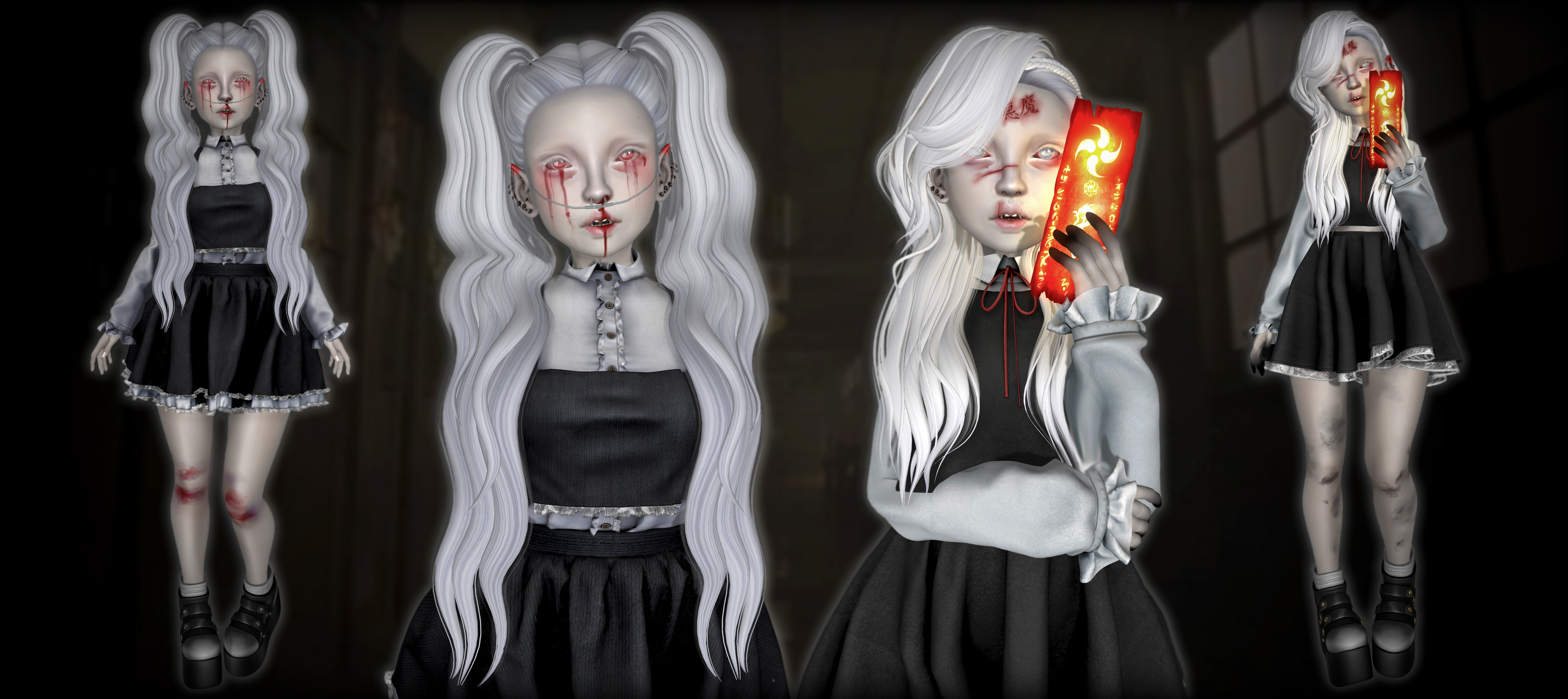 Wallpaper dark anime creepy fashion japanese gothic lolita clothing cute sl costume secondlife gothiclolita albinos goth subculture x