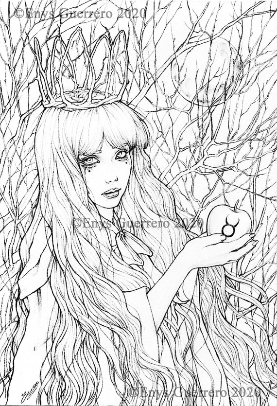 The forbidden gift coloring page goth fantasy printable