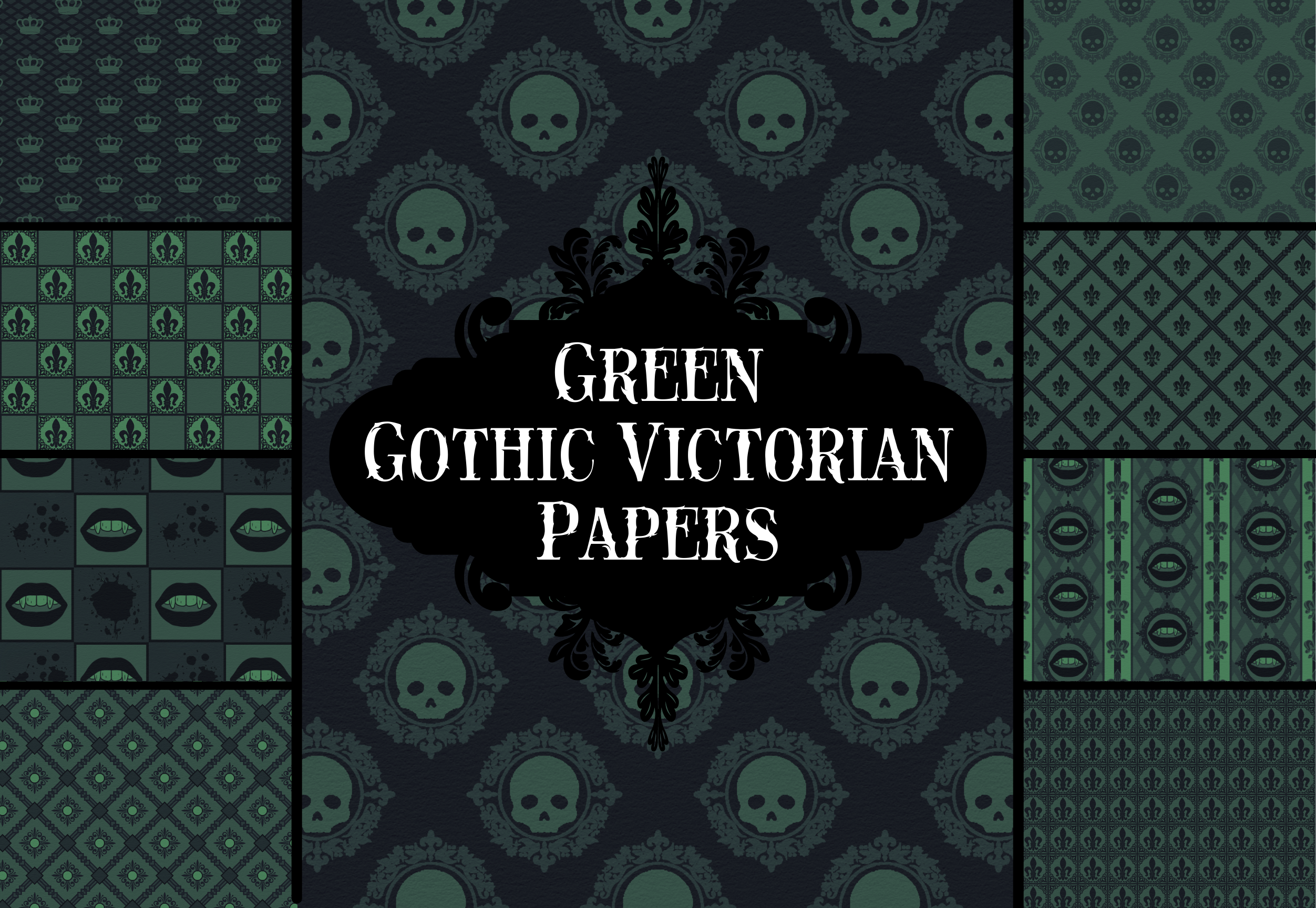 Gothic victorian papers green grafik von crewes creations