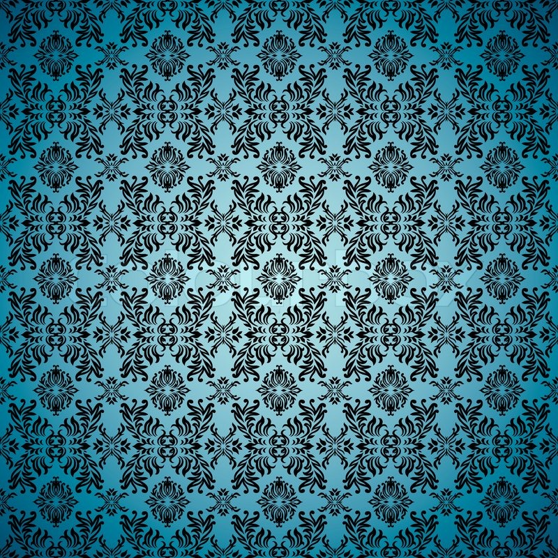Blue seamless wallpaper background with tile gothic pattern stock vector