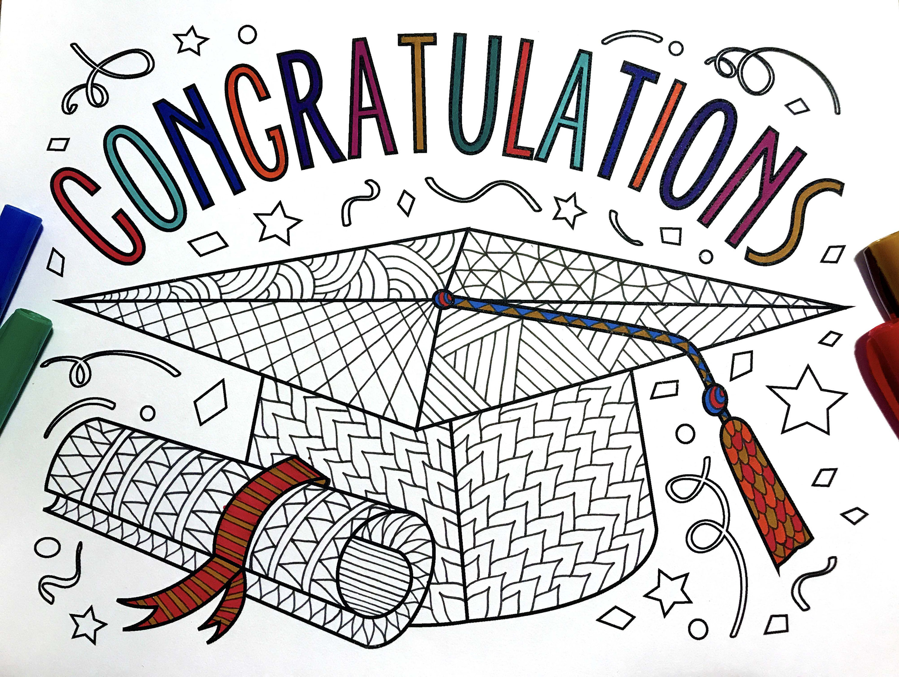Congratulations graduate â pdf zentangle coloring page â scribble stitch